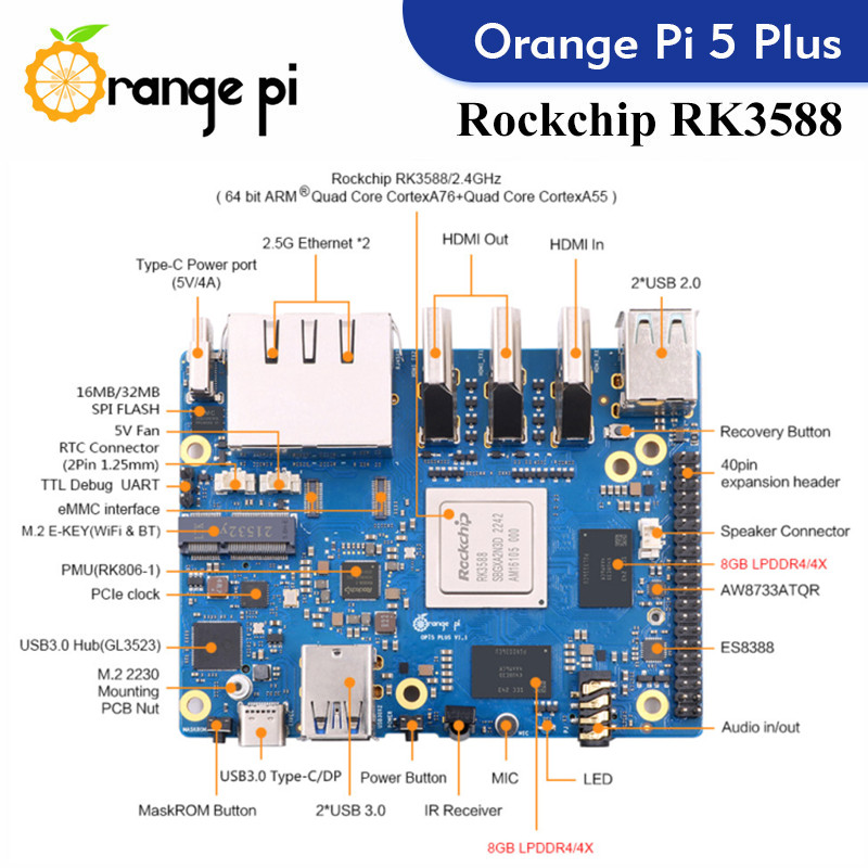 Orange Pi 5 Plus  Single Board - Orange Pi 5 Plus 16Gb recension och pris