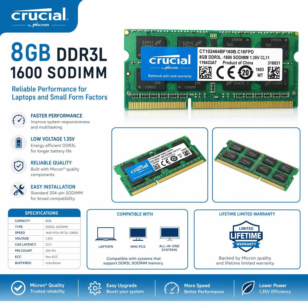 Crucial DDR3 DDR3L Laptop Memo - Khadas Vim4 8Gb recension och pris